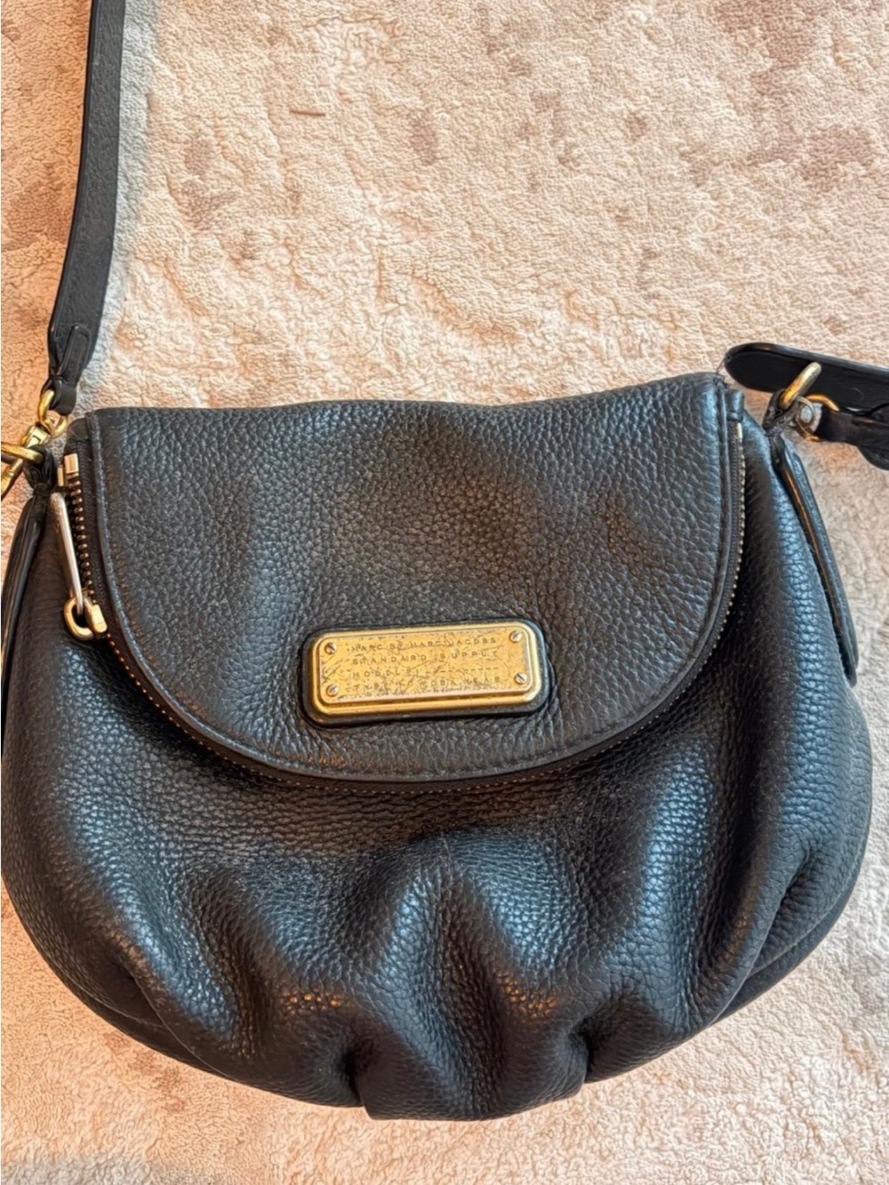Marc by Marc Jacobs Black Pebbled Leather Crossbody with Gold Plate